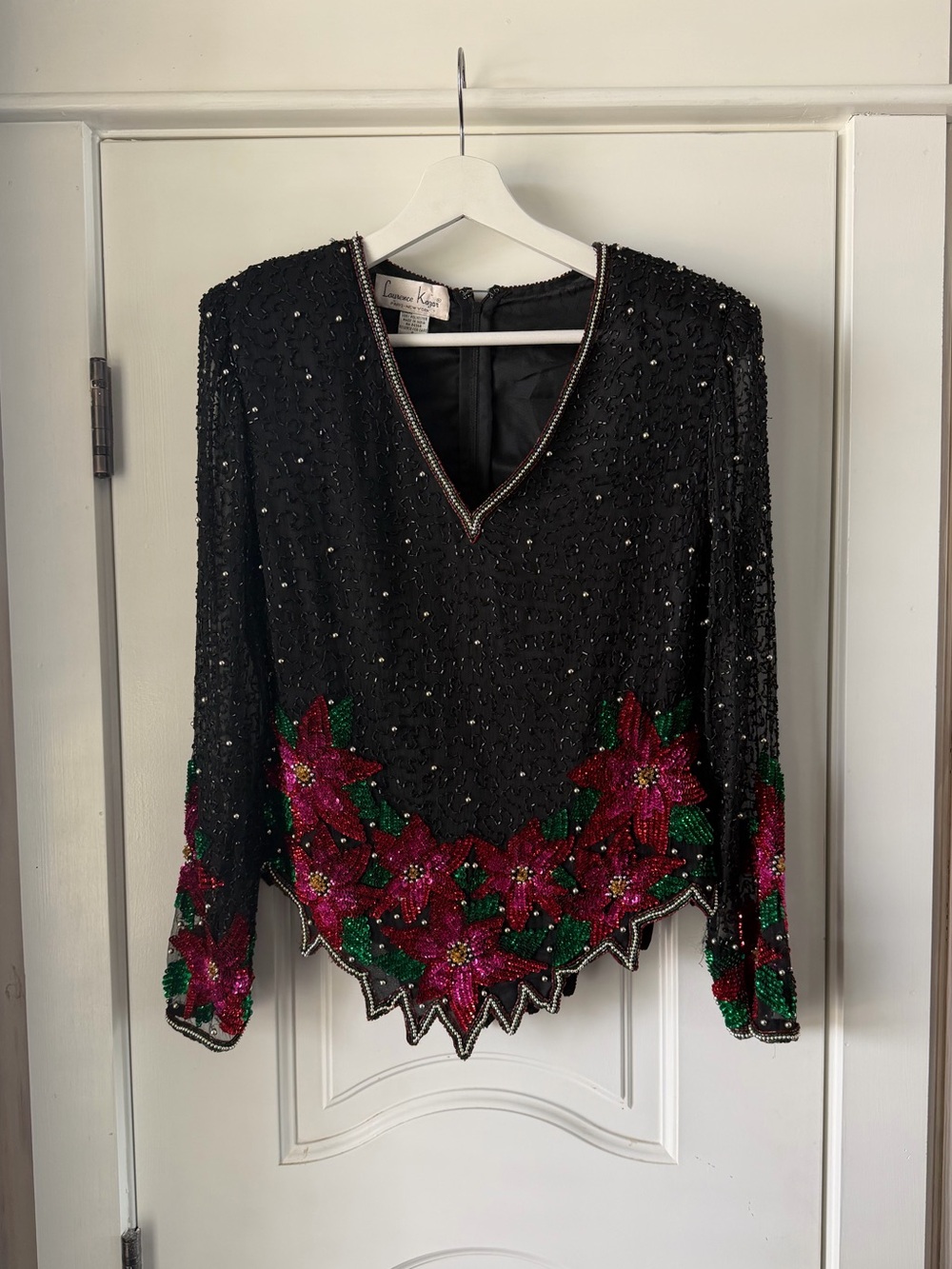 Vintage Laurence Kazar silk beaded top